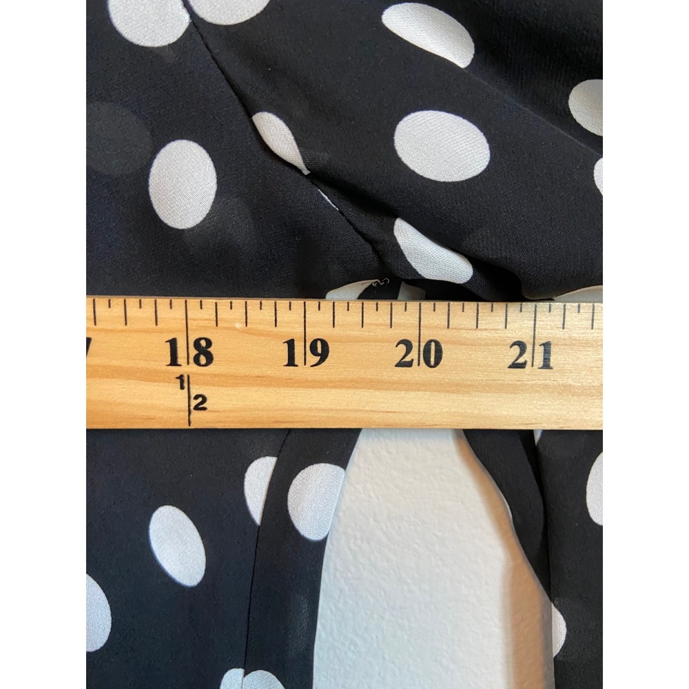 L'AGENCE Black White Polka Dot Silk Ruffle Blouse V-Neck Button Down Small - Picture 5 of 8
